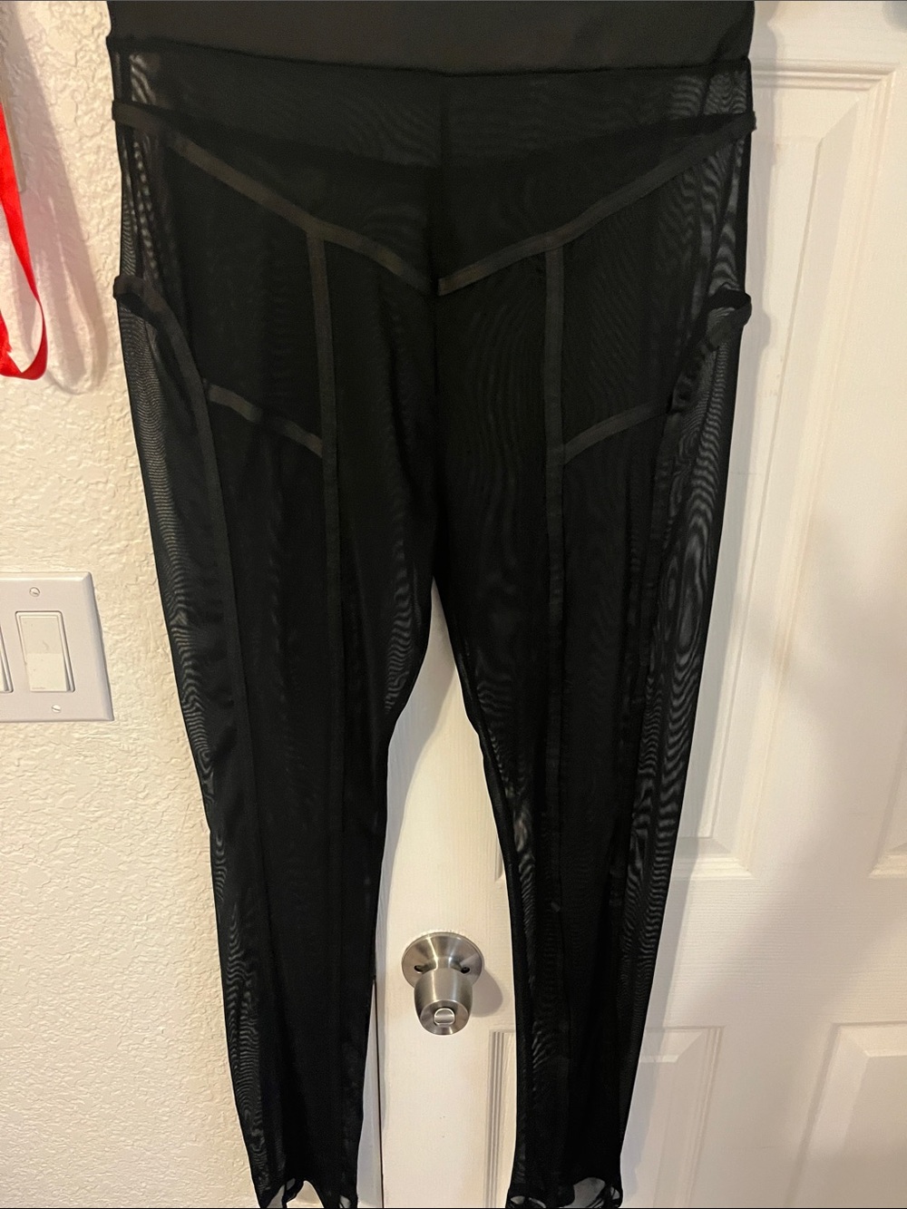 Black Sheer Panel Leggings with High Waist